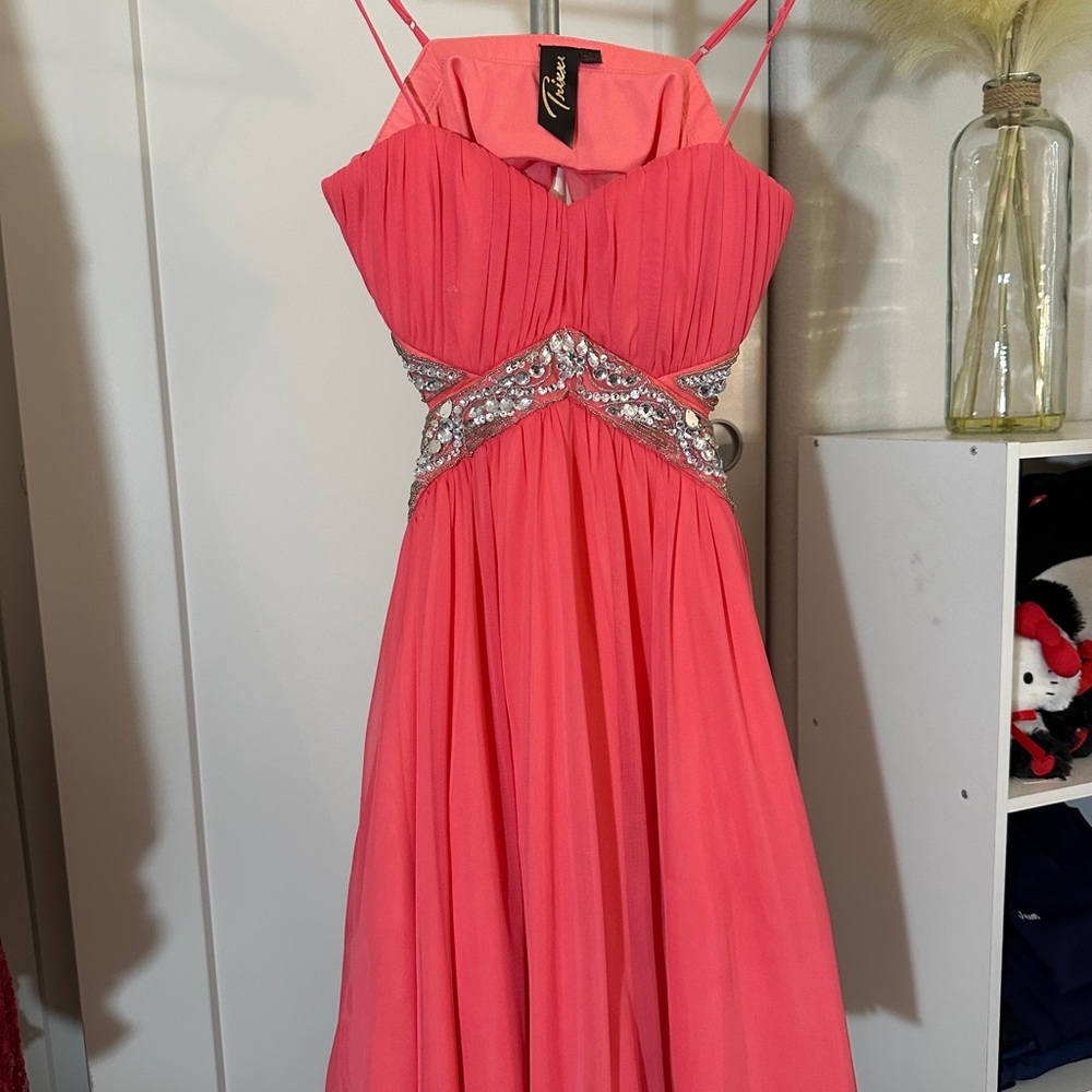 Alyce Coral Dress with Silver Details